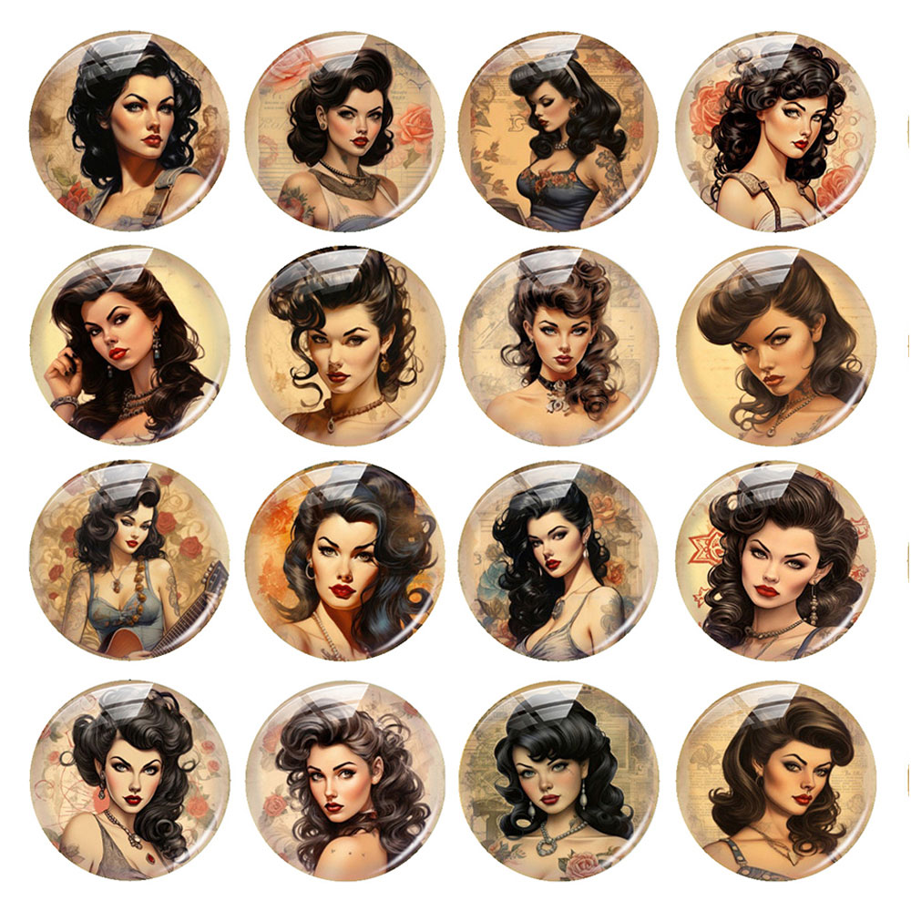 Old Fashioned Glass - Random Mixed Round/Oval/Square Vintage Tattooed Lady