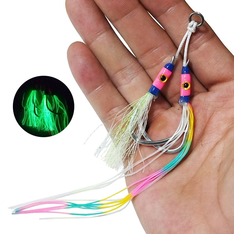 2Pairs/bag Glow Jig Lure Hooks - Jigger Double Sided ulasan dan harga