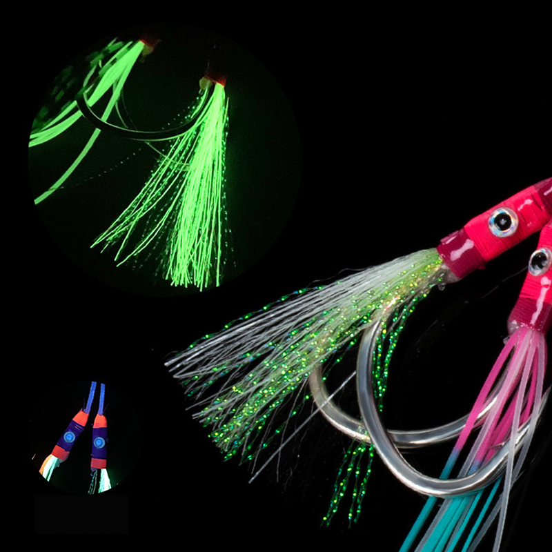 2Pairs/bag Glow Jig Lure Hooks - Jigger Double Sided ulasan dan harga