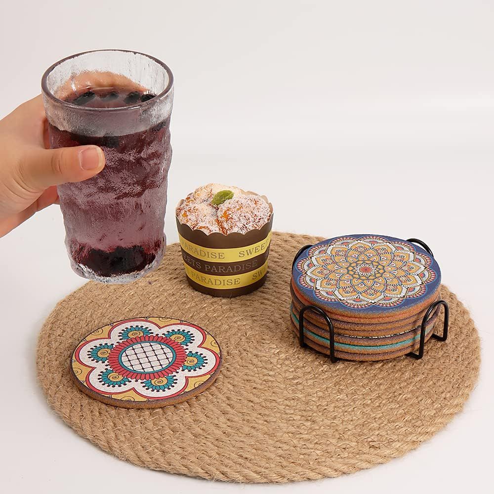 Set of 8 Round Colorful Coaste - Home Bar Set ulasan dan harga