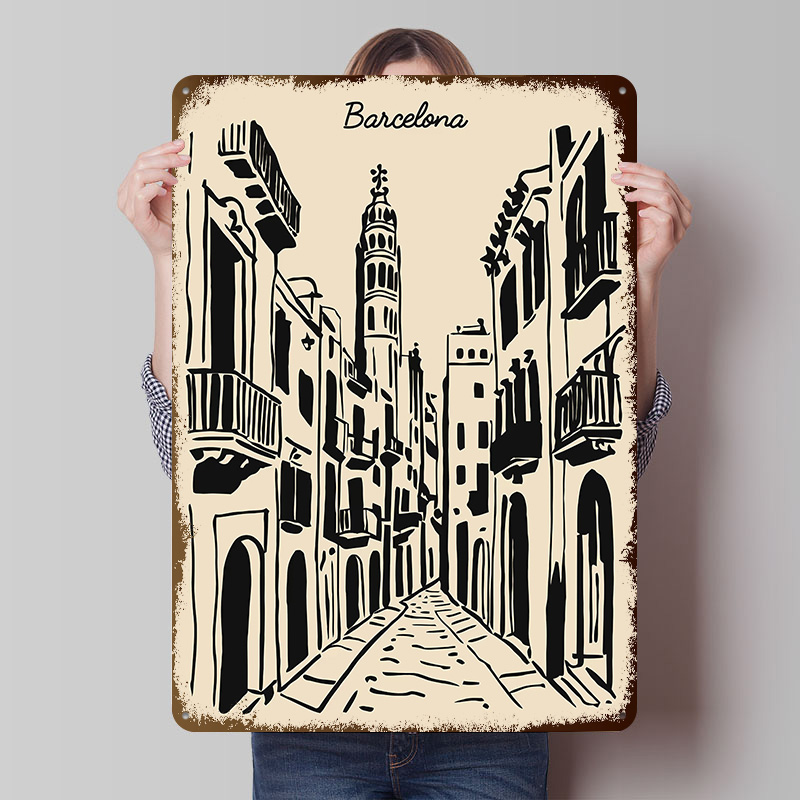 Barcelona Street Metal Poster  - Home Barcelona ulasan dan harga