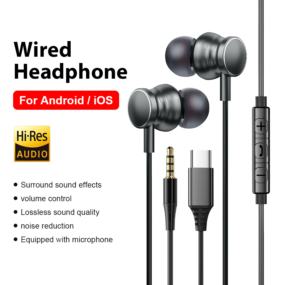 Type C Wired Headphones 3.5mm  - Home Bar Iphone ulasan dan harga