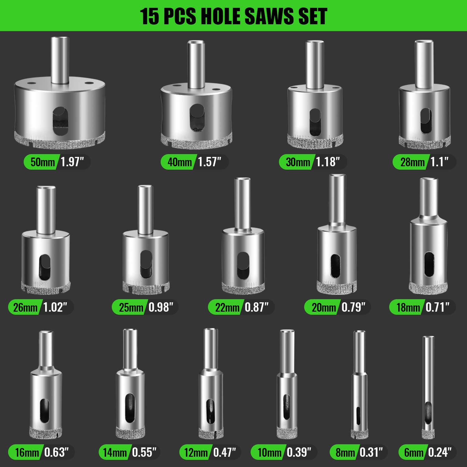17Pcs Diamond Tile Drill Bits  - Jigger Double Sided ulasan dan harga